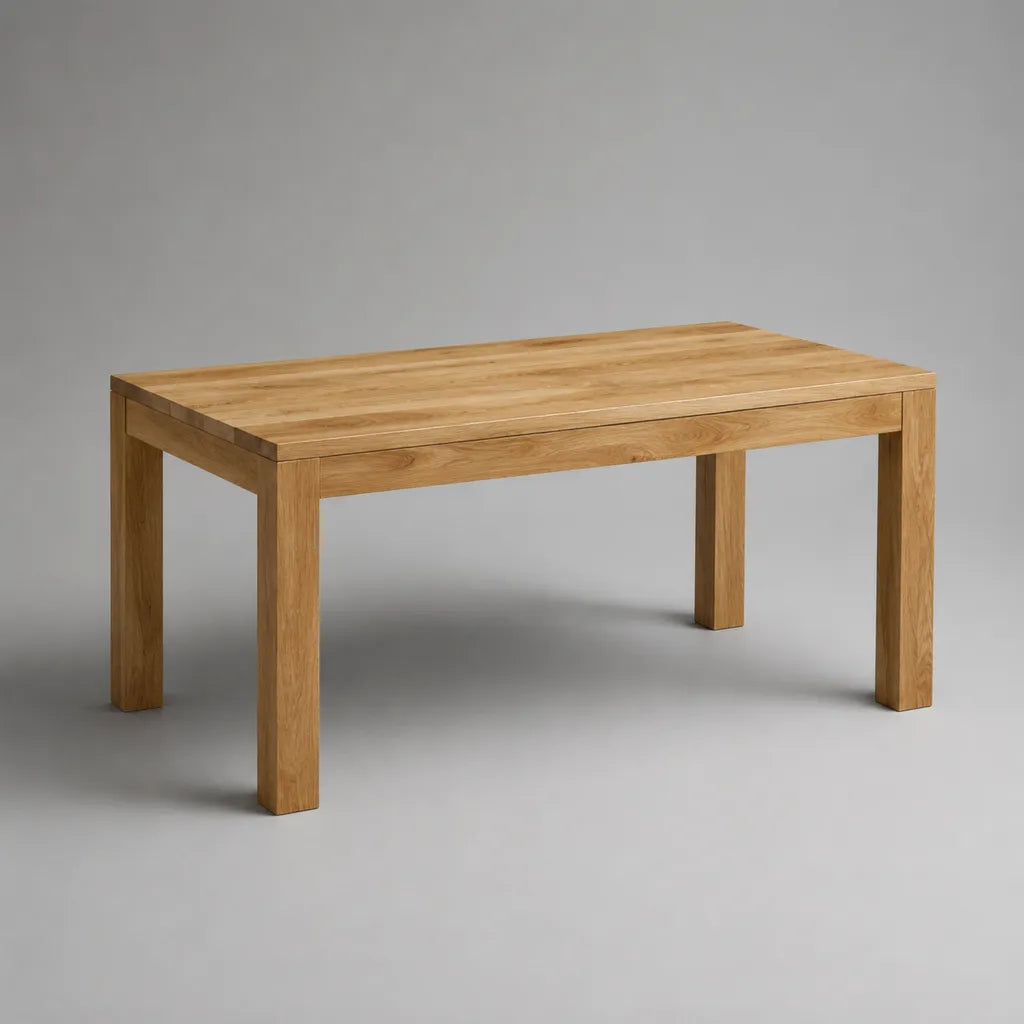 Rechteckiger Esstisch aus massiver Eiche, Natur, 140 × 80 × 75 cm