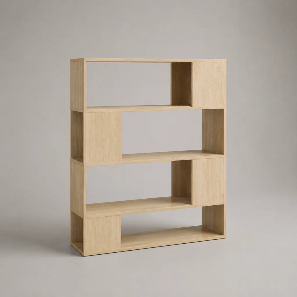 Bücherregal Standregal aus MDF mit Eichenfurnier, 4 Ebenen, Natur, 120 × 30 × 160 cm